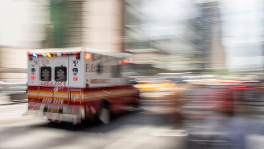 Action photo of a ambulance